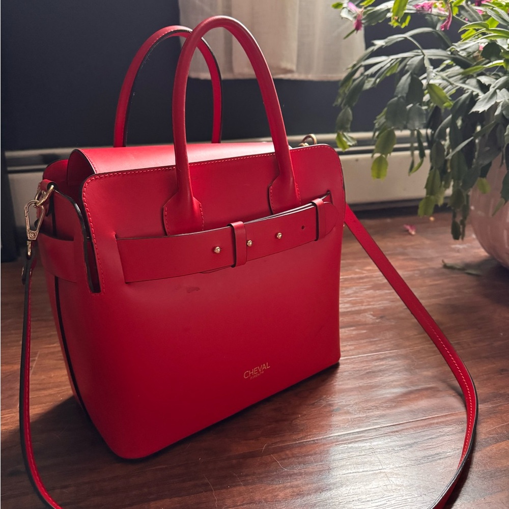 Le Cheval Red Leather Handbag Purse